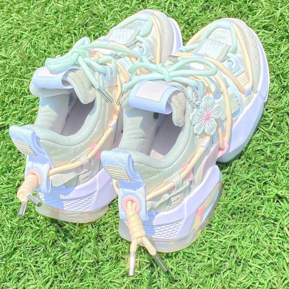 Llyge 2023 Women Sneakers Flower Dad Shoes Cute Thick Heel Shoes Designer Breathable Running Platform Sneakers Vulcanize Shoes Ladies 1215