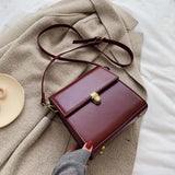 Simple Style Vintage Leather Crossbody Bags For Women 2023 Lock Luxury Shoulder Simple Bag Female Travel Handbags And Purses 1120