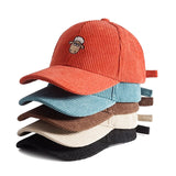 Llyge Women's Cap Corduroy Cute Animal Embroidery Cotton Snapback Fashion Cap Male Men's Baseball Cap Thread Winter Hat Sun Hats