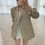 Llyge 2022 Spring Summer Women Korean Blazer Shorts 2 Piece Set Office Suits Business Casual Loose Jacket Outfits