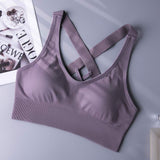 Yoga Bra Top For Fitness Plus Size XXL High Impact Shockproof Wirefree Cross Nylon Sportswear for Running Gym Pilates Workout
