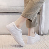 Llyge 2023  Fashion Women Shoes Platform Sneakers Ladies Lace-up Casual Shoes Breathable Walking Pu Leather Shoes White Flat Girl Size 35-43