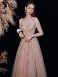 Llyge 2023  Light Luxury Pink Evening Dresses Sparkly Sequined Off The Shoulder Birthday Party Gowns Sweet Bandage Princess Dress