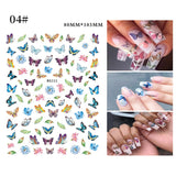 Llyge 1 Sheet Blue Butterfly 3D Nail Stickers Flowers Leaves Self Adhesive Transfer Sliders Wraps Manicures Foils DIY Decorations HOT