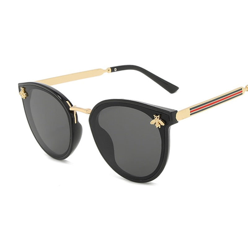 LLYGE 2023 Luxury Bee Fashion For Women Sunglasses Men Square Brand Design Sun Glasses Female Oculos Retro Male Iron