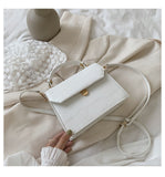 Llyge  Graduation party  Stone Patent White Crossbody Bags For Women 2023 Small Handbag Small Bag PU Leather Hand Bag Ladies Designer Evening Bags