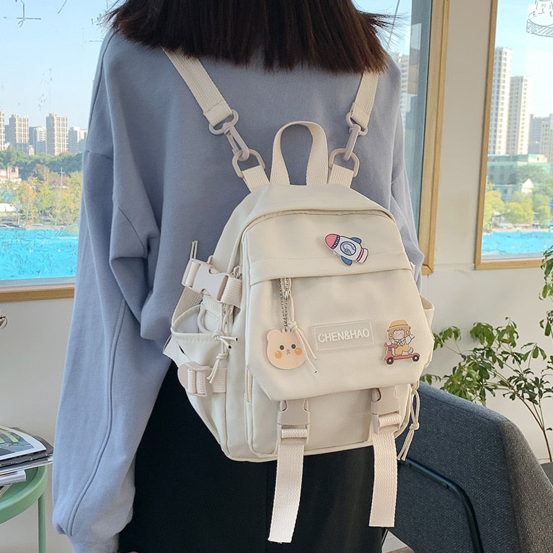Llyge Small women's backpack girls school bag waterproof nylon fashion Japanese casual young girl's bag Female mini