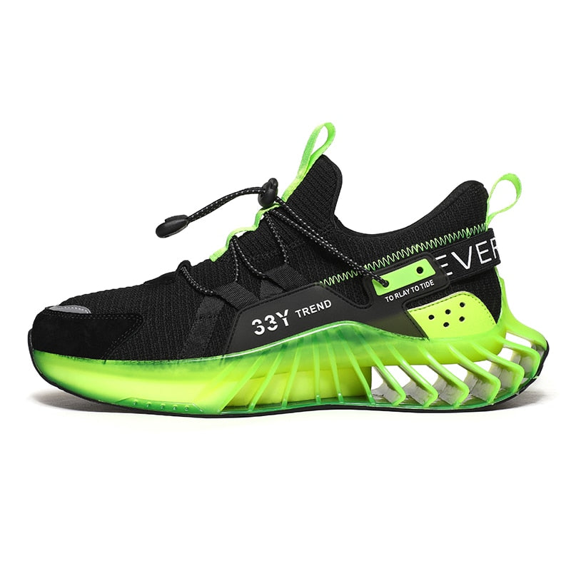 LLYGE Trendy Mesh Men Sneakers Breathable Running Shoes For Men Fluorescent Sport Shoes Outdoor Cushion Walking Jogging Athletic Shoes