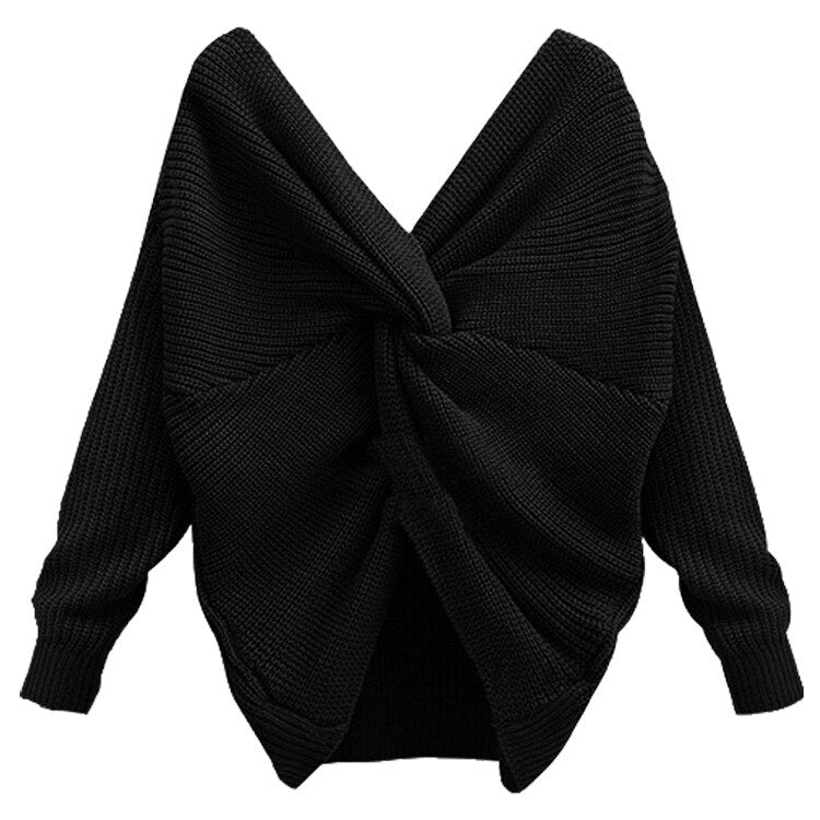 Llyge 2023  Korean  Sweater  Winter Female Knitted Pullover Solid Tie Jumper Long Sleeve V-Neck Plus Size 2XL Autumn Women Clothing