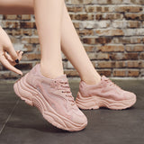 Llyge Women's Chunky Sneakers 2024 Fashion Women Platform Shoes Lace Up Pink Vulcanize Shoes Womens Female Trainers Dad Shoes