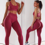 LLYGE Yoga Set Gym Clothing 2 Piece Women Tracksuit Sport Suit Women Fitness Seamless Set Workout Sports Wear For Women Gym