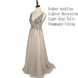 Deep V-Neck Side Split Long Evening Dress 2023 New Arrivals Backless Sparkly High Slit See Through Abendkleider Lang