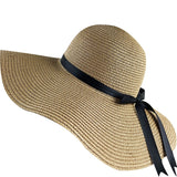 Llyge Simple Foldable Wide Brim Floppy Girls Straw Hat Sun Hat Beach Women Summer Hat UV Protect Travel Cap Lady Cap Female