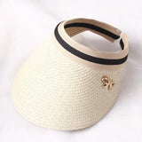 New Women's Sun Hats Handmade Straw Visor Caps Parent-Child Summer Hat Empty Top Beach Hat