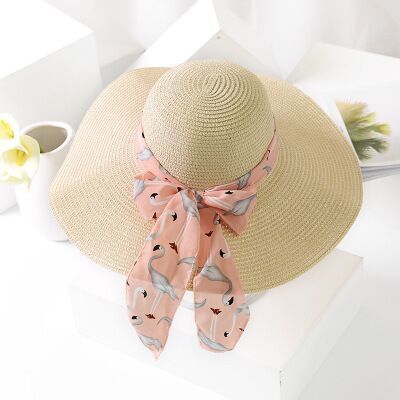 Llyge 2023 New Summer Female Sun Hat Bow Ribbon Panama Beach Hats For Women Chapeu Feminino Sombrero Floppy Straw Hat