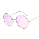 LLYGE 2023 Retro Round Pink Sunglasses Women Brand Designer Sun Glasses For Women Alloy Mirror Female Oculos De Sol Black