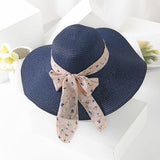 Llyge 2023 New Summer Female Sun Hat Bow Ribbon Panama Beach Hats For Women Chapeu Feminino Sombrero Floppy Straw Hat