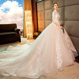 Llyge 2023  Backless Half Sleeve Lace Wedding Dress White Champagne Tiered Long Dress for Wedding Vestido de Novia