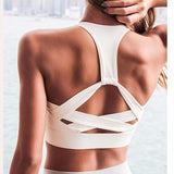 Llyge 2023 Women White Strap Push Up Sports Bra for Women Gym Running yoga top Bra Athletic Vest Hollow out Sportswear Underwear