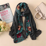 Christmas Gift 2023 Plain Embroider Floral Viscose Shawl Scarf From Indian Bandana Print Cotton Scarves and Wraps Soft Foulard Muslim Hijab Cap