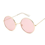 LLYGE 2023 Retro Round Pink Sunglasses Women Brand Designer Sun Glasses For Women Alloy Mirror Female Oculos De Sol Black