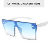 Llyge Oversized Gradient Square Sunglasses Men Women Flat Top Fashion One Piece Lens Sun Glasses Women Brand 2019 Shades Mirror
