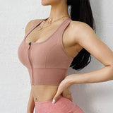 Llyge 2023 Plus Size Sports Bra Women Underwear Push Up Yoga Crop Top Front Zipper Athletic Vest Gym Fitness Shirt Sportswear XL