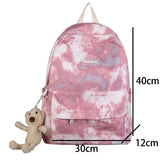 Llyge New Tie-Dye Canvas Women Backpack Female Lovely Travel Bag Teenage Girls High Quality Schoolbag Lady's Knapsack Small Book Bag