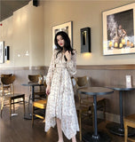 Llyge  Clothing Dresses Vestidos Print Korean Style Fashion New Long Sleeve Spring Chiffon 2023 Women