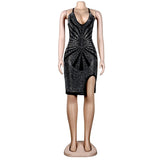 Llyge Sparkle Black Rhinestone Short Party Dress Shiny Womens Sleeveless Sequins Bodycon Club Dresses Birthday Outfits