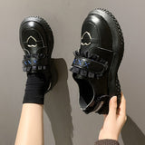 Llyge 2022 New Spring British Style Small Leather Shoes Women Fashion Cute Black Patent Leather Platform Loafers All-Match Shoes