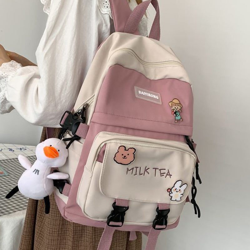 LLYGE Fashion Kawaii Women Backpack Waterproof Nylon Buckle Rucksack Cute School Bag Travel Mochila For Teenage Girl Bookbag