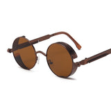 LLYGE Classic Gothic Steampunk Sunglasses Women Brand Designer Vintage Round Metal Frame Sun Glasses Female Male High Quality UV400