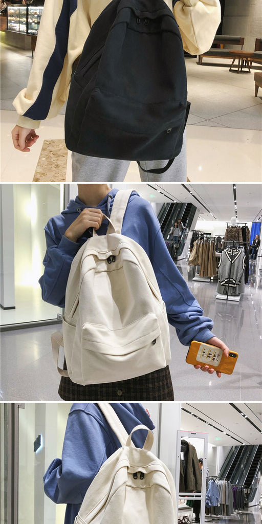 LLYGE Fashion Female Bookbag Cotton Women Backpack For Teenagers Girl College Men Black School Bag Student Mochila