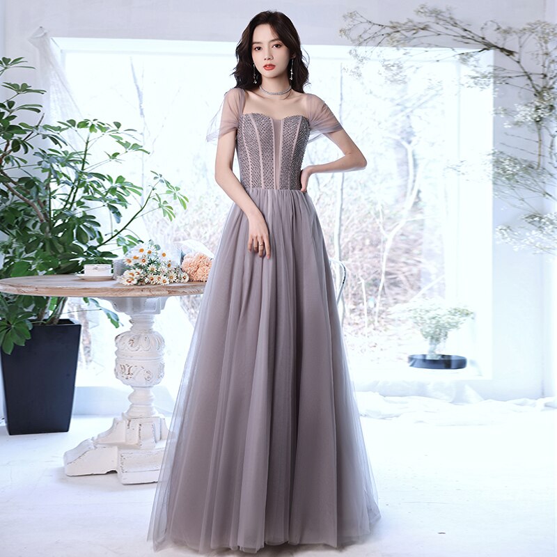 Llyge 2023 New Temperament Strapless Evening Gowns Elegant Floor-Length Slim Beading Celebrity Dress Fashion Lace Up Prom Gowns