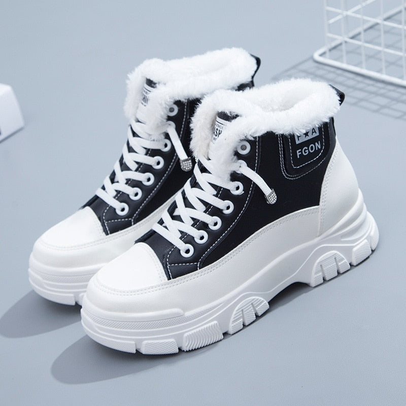 Llyge 2023 Snow Boots Women's Winter  Plus Velvet Thick Cotton Shoes Thick-soled Sneaker Platform High Top Causal Short Ankle Boots