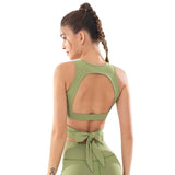 Sport Bra Top For Women Push Up Nylon Solid Backless Bandage Fitness Bra Workout Femme Active Wear Yoga Underwear Gym Bra Female
