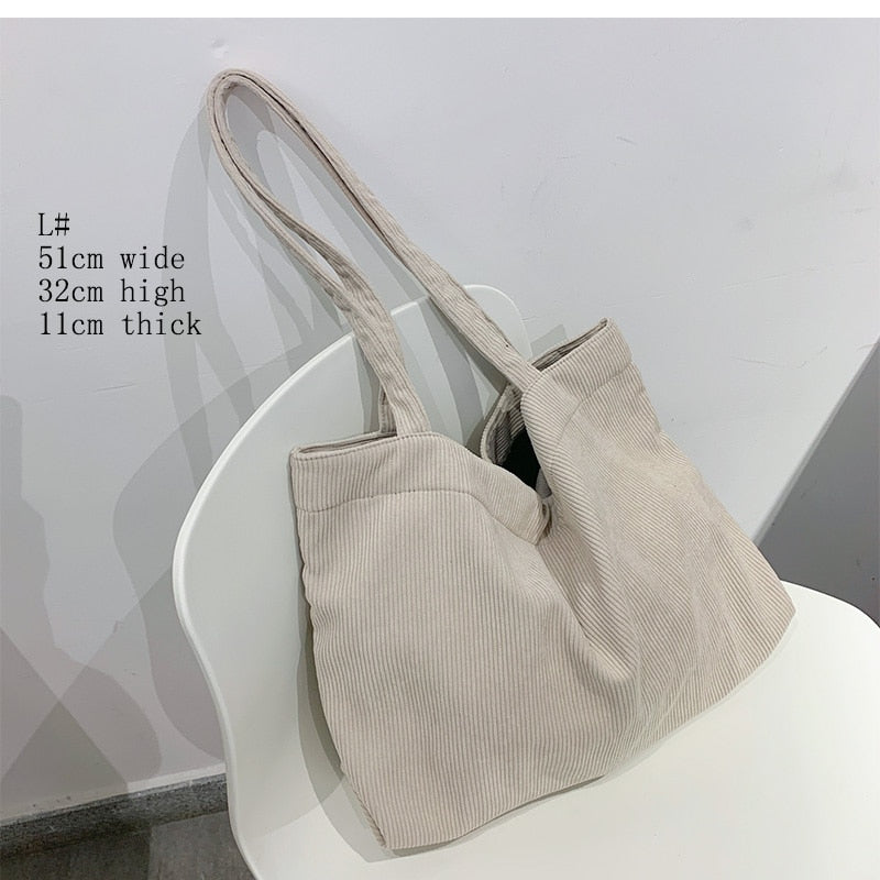Llyge  2023 Corduroy Bag for Women Shopper Canvas Shoulder Tote Bag Zipper Environmental Storage Large Capacity Winter Designer Handbag