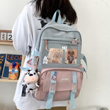 LLYGE Fashion Women Backpack Kawaii Canvas Leisure Travel Bag Rucksack Bookbag For Teenager Girl Schoolbag Laptop Mochila