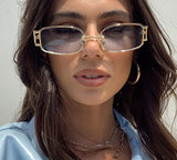 Llyge  2023 Retro Brand Small Rectangle Sunglasses Women Fashion Brand Square Sunglasses Men Travel Shades Clear Sun Glasses For Female