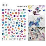 Llyge 1 Sheet Blue Butterfly 3D Nail Stickers Flowers Leaves Self Adhesive Transfer Sliders Wraps Manicures Foils DIY Decorations HOT