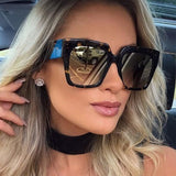 Llyge  2023 Classic Brand Square Sunglasses For Women Fashion Luxury Leopard Oversized 2023 Trend Sun Glasses Female Vintage Shades UV400