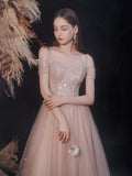 Llyge 2023  Light Luxury Pink Evening Dresses Sparkly Sequined Off The Shoulder Birthday Party Gowns Sweet Bandage Princess Dress