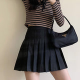 Llyge White Pleated Women Skirt A Line Casual Slim High Waisted Thin All Match Female Japan College Style fashion Summer  New