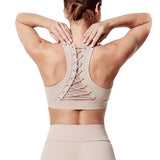 Active Wear Top For Fitness Women Sports Bra Push Up Nylon Cozy Mesh Splice Bandage Gym Femme Yoga Bra Underwea Athletic Top