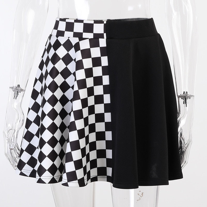 Llyge  Plaid Skirts Women Patchwork Gothic A Line Mini Skirts Harajuku Grunge Y2K Club Street Wear Summer Fashion New