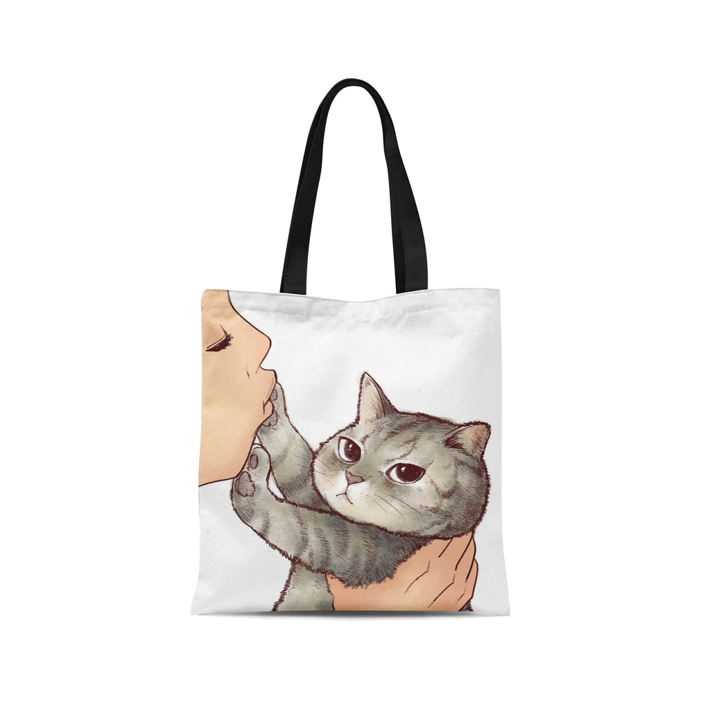 Harajuku Style Cute Cat Lady Shopping Bag Casual Canvas Shoulder Bag For Girl Large-Capacity ECO Handbag Lightweight Tote Bag