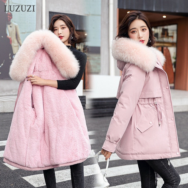 Llyge  Women's Winter Jacket Fashion Coat Women Cotton Woman Parkas Fur Collar Female Jackets Clothes