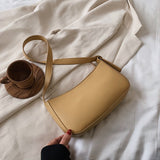 Cute Solid Color Small PU Leather Shoulder Bags For Women 2023 Summer Simple Handbags And Purses Female Travel Totes