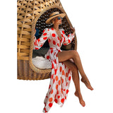 Llyge Beach Dress 2023 Bikini Cover Up Print Bathing Suit Women Kimono Plus Size Tunic  Long Sleeve Swimwear Cover-Ups